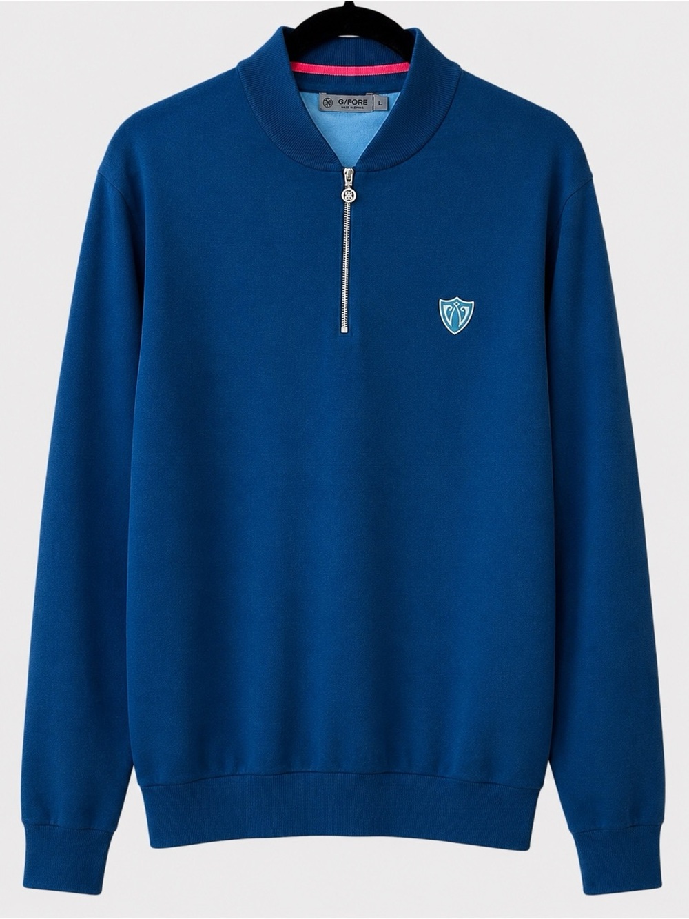 G/FORE Merino Wool Blend Quarter Zip Sweater Blue Golf Pullover Size L